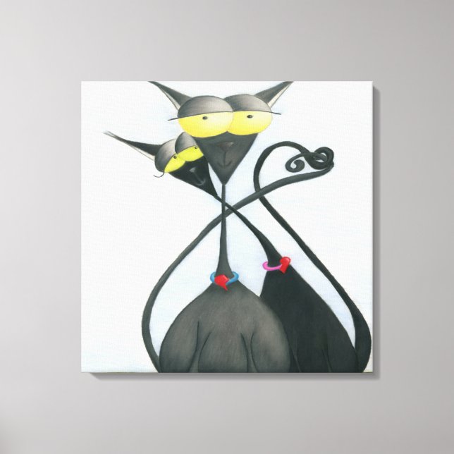 Lienzo Personalizado de gato negro y gris (Anverso)