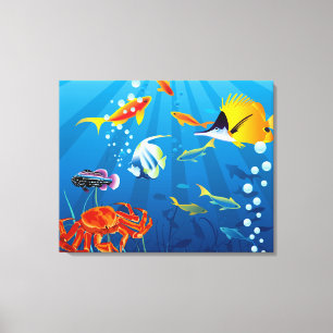 Lienzo Personalizado de la pesca submarina 2 Panel