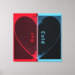 Lienzo Personalizado Elegante corazón caliente y frío roj