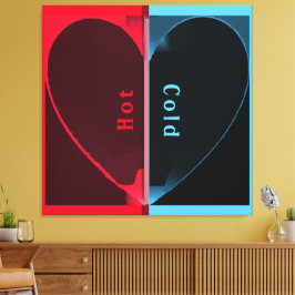 Lienzo Personalizado Elegante corazón caliente y frío roj