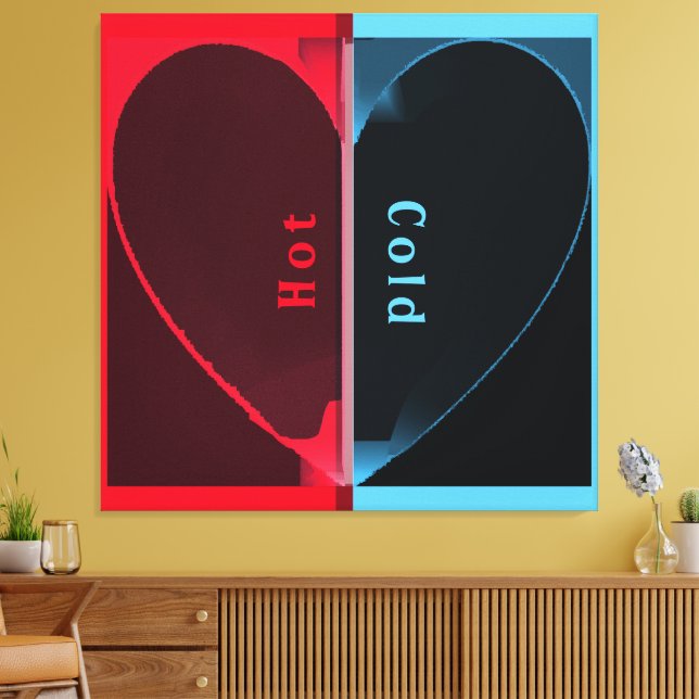 Lienzo Personalizado Elegante corazón caliente y frío roj (Insitu (Sala de estar))