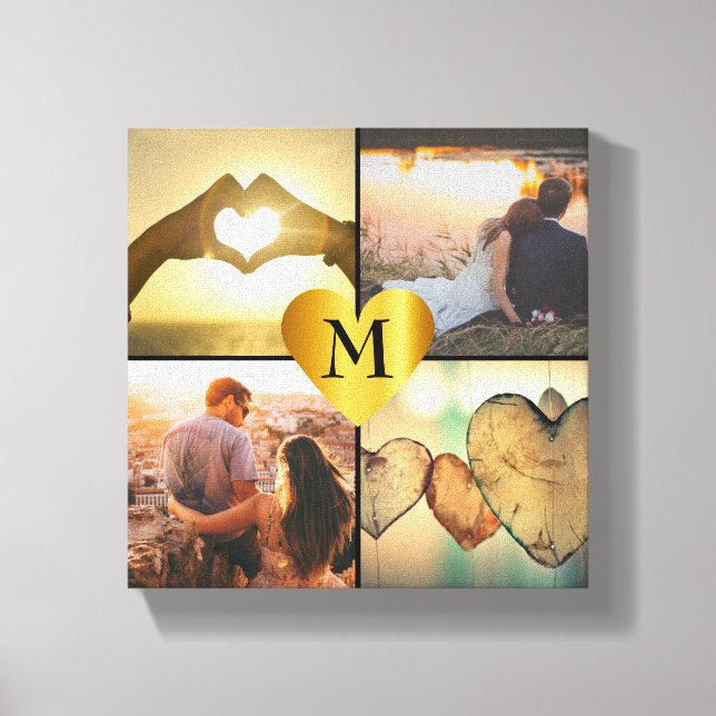 Lienzo Personalizado fotomontaje x4 con monograma de nomb (Anverso)