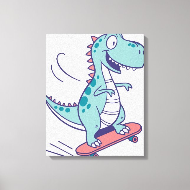 Lienzo Personalizado Guay T-Rex en Skateboard (Anverso)