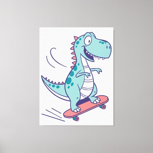 Lienzo Personalizado Guay T-Rex en Skateboard (Anverso)