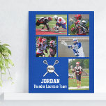 Lienzo Personalizado Lacrosse Collage de fotos Nombre del<br><div class="desc">Muestra el orgullo de tu equipo con este personalizado de lacrosse y diseño de fotos de bolas con tus fotos subidas y texto personalizado. Añade el nombre del jugador o el nombre del equipo, año o número de camiseta. Hace un gran regalo de fin de temporada o un regalo de...</div>