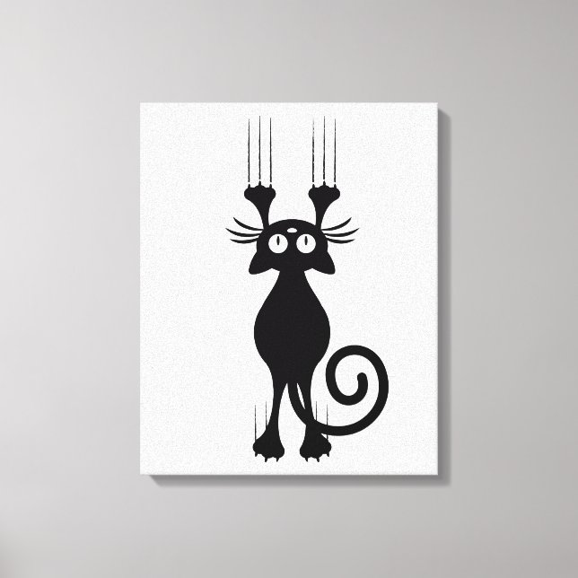 Lienzo Personalizado lindo gato negro scrateo (Anverso)