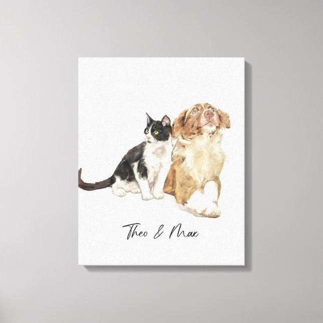 Lienzo Personalizado Mascota retrato acuarela (Anverso)