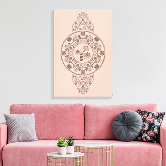 Lienzo Personalizado Mocha Rococo Lotus Ornamentala Manda (Insitu (Sala de estar))