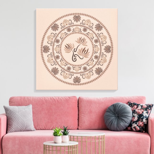 Lienzo Personalizado Mocha Rococo Revival Dot Mandala Can (Insitu (Sala de estar))
