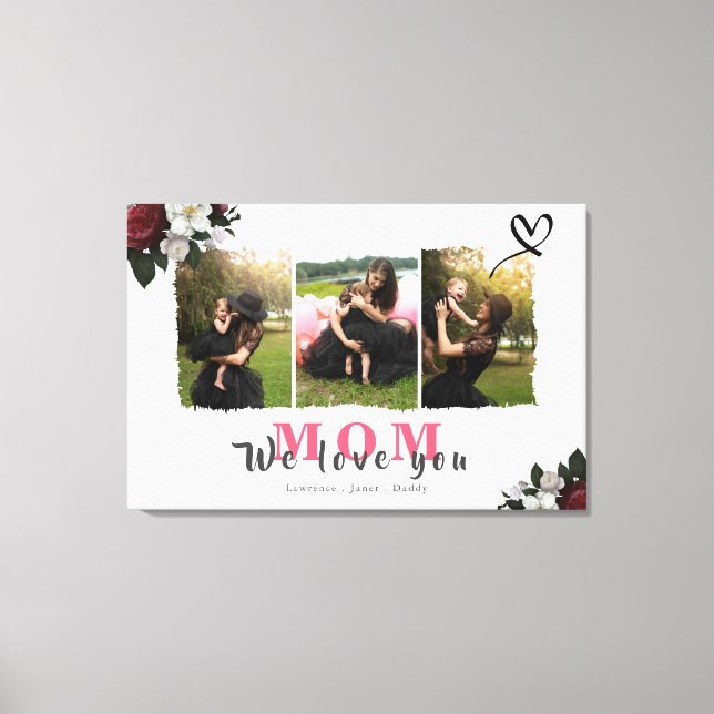 Lienzo Personalizado Monograma 3 Familia Madre Collage de (Anverso)