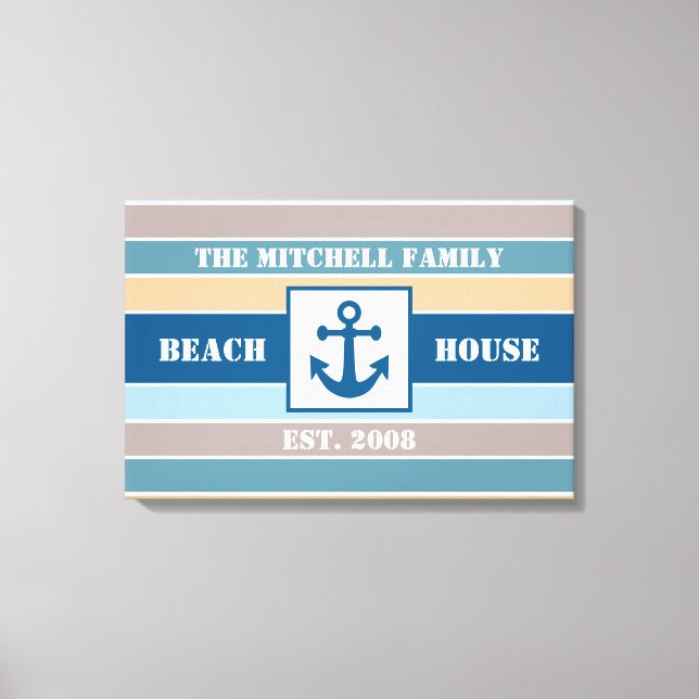 Lienzo personalizado náutico de Beach House (Anverso)