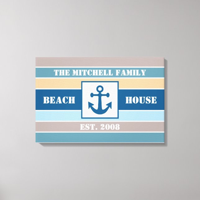 Lienzo personalizado náutico de Beach House (Anverso)