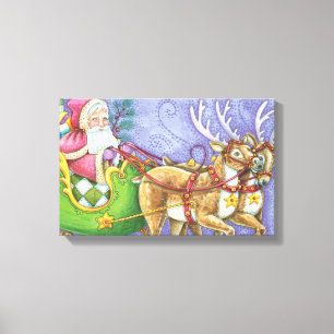 Lienzo Personalizado Navidades Santa Claus Sleigh Reindee