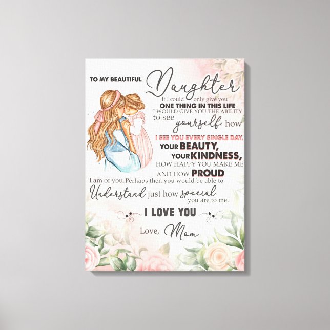 Lienzo Personalizado Para Mi Hija De Mamá (Anverso)