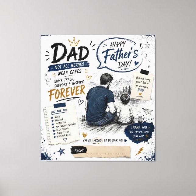 Lienzo personalizado para siempre héroe papá (Anverso)
