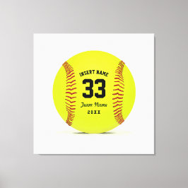 Lienzo Personalizado rojo y negro amarillo del softball d