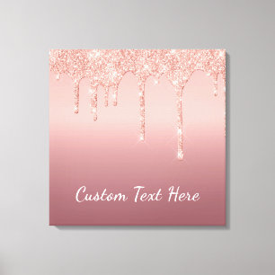 Lienzo Personalizado Rosa de texto Oro Purpurina Rubor Pe