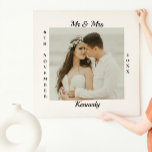 Lienzo Personalizado Sr. Monogram Nombre Fecha Boda de la<br><div class="desc">Elegante plantilla fotográfica y diseño de guión caligráfico personalizado para personalizar el lienzo para sus necesidades. Personalizar con la foto recién casada,  monograma y fecha boda.</div>