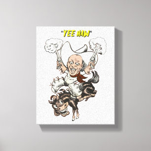 Lienzo Personalizado vaquero disparando pistolas montando