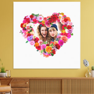 Lienzo Personalizados hermanos foto corazón de Rosas del