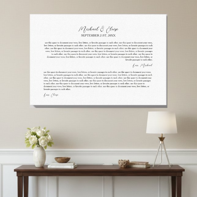 Lienzo Personalized Wedding Vows Keepsake (Personalized Wedding Vows Keepsake Canvas Print)