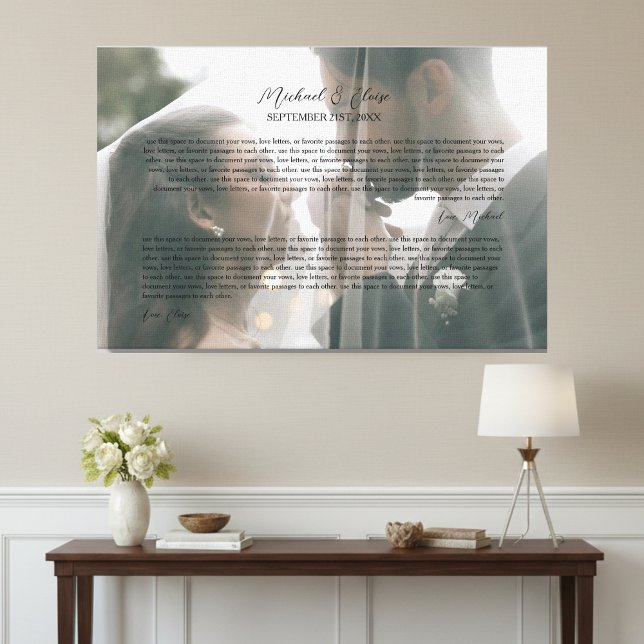Lienzo Personalized Wedding Vows Photo Keepsake (Personalized Wedding Vows Photo Keepsake Canvas Print)