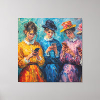 Personas del siglo XIX usando smartphones