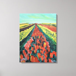 Lienzo Perspectiva del Vibrante Campo de Tulipanes