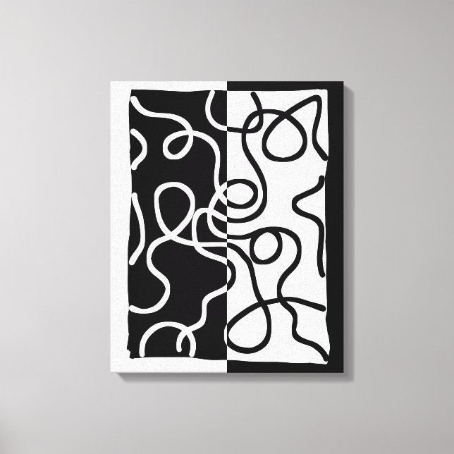 Lienzo Persuasión lineal I: Resumen en blanco y negro (Anverso)