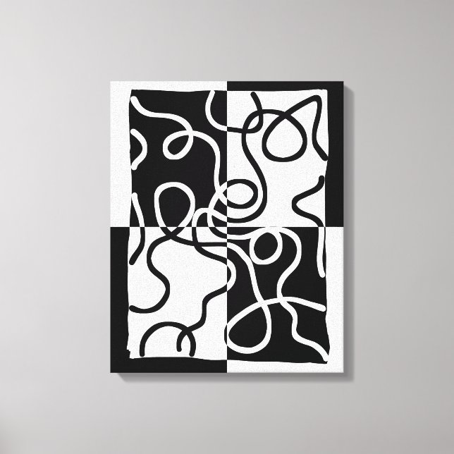 Lienzo Persuasión lineal II: Resumen en blanco y negro (Anverso)