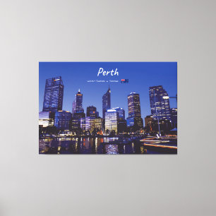 Lienzo Perth, Australia - Horizonte de la ciudad de noche
