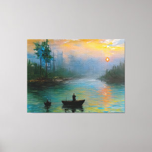 Lienzo Pesca al amanecer
