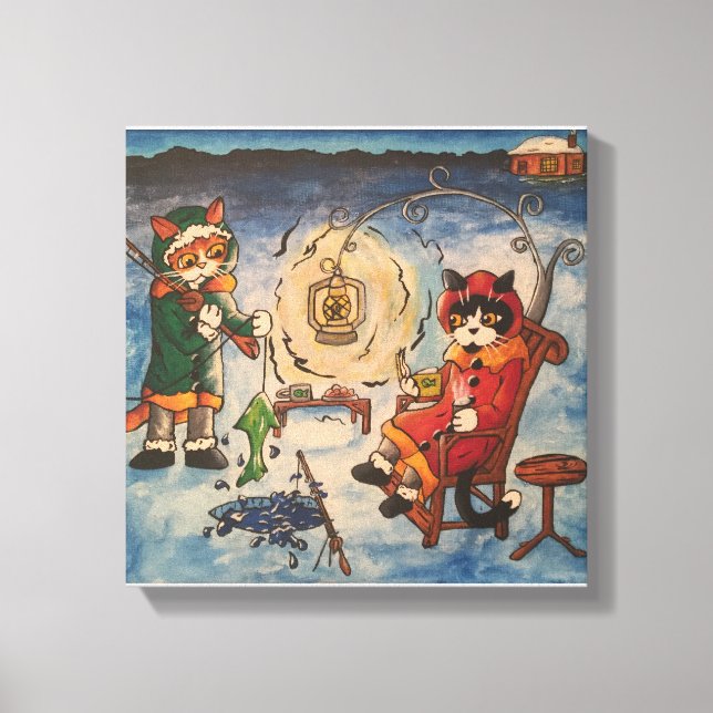 Lienzo Pesca con hielo de noche (Anverso)