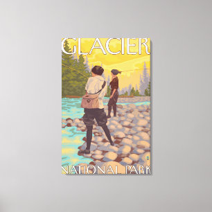 Lienzo Pesca con mosca de las mujeres - Parque Nacional