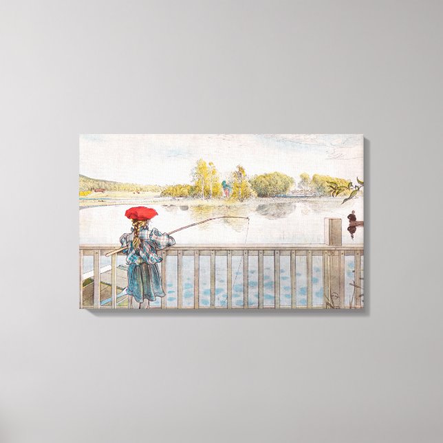 Lienzo Pesca de Lisbet por Carl Larsson, Bella Artes Vint (Anverso)