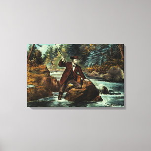 Lienzo Pesca de trucha rota - Un momento angustioso, 1862