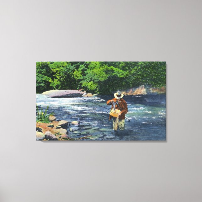 Lienzo Pesca de truchas en la arrobilla de Catherine (Anverso)