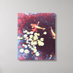 Lienzo Pescado colorido koi estanque japonés