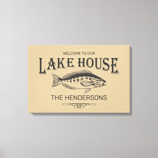 Lienzo Pescado de nombre de familia Lake House (Anverso)