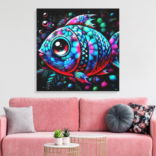 Lienzo Pescado floral de ojos grandes y caprichosos Rosa  (Insitu (Sala de estar))