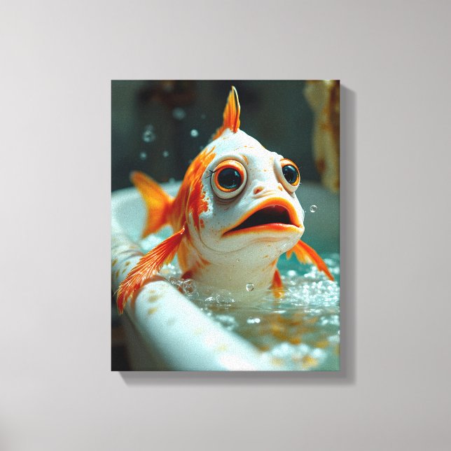 Lienzo Pescado gracioso en el baño (Anverso)
