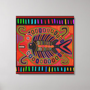 Lienzo Pescado volador de Mola indio de Cuna