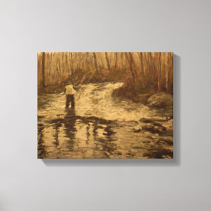 Lienzo Pescador 11x14 de la mosca