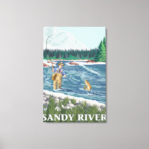 Lienzo Pescador de la mosca - río de Sandy, Oregon