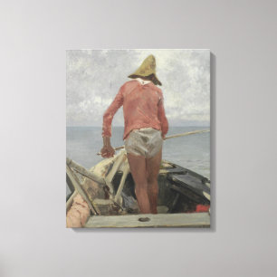 Lienzo Pescador en su barco (por Vincenzo Caprile)