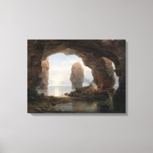 Lienzo Pescador en una gruta, Helgoland, 1850 (el aceite