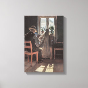 Lienzo Pescador Kræn Wollesen reparando la red por Ancher