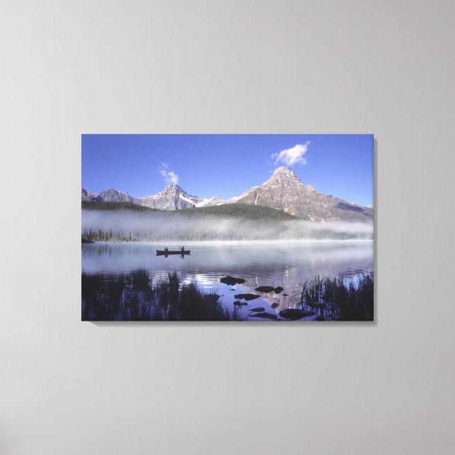 Lienzo Pescadores en canoa en el lago Waterfowl, Banff (Anverso)