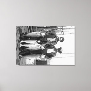 Lienzo Pescadores y salmones en muelles, Washington