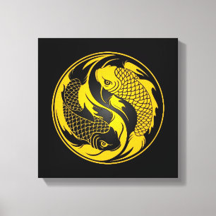 Lienzo Pescados amarillos y negros de Yin Yang Koi